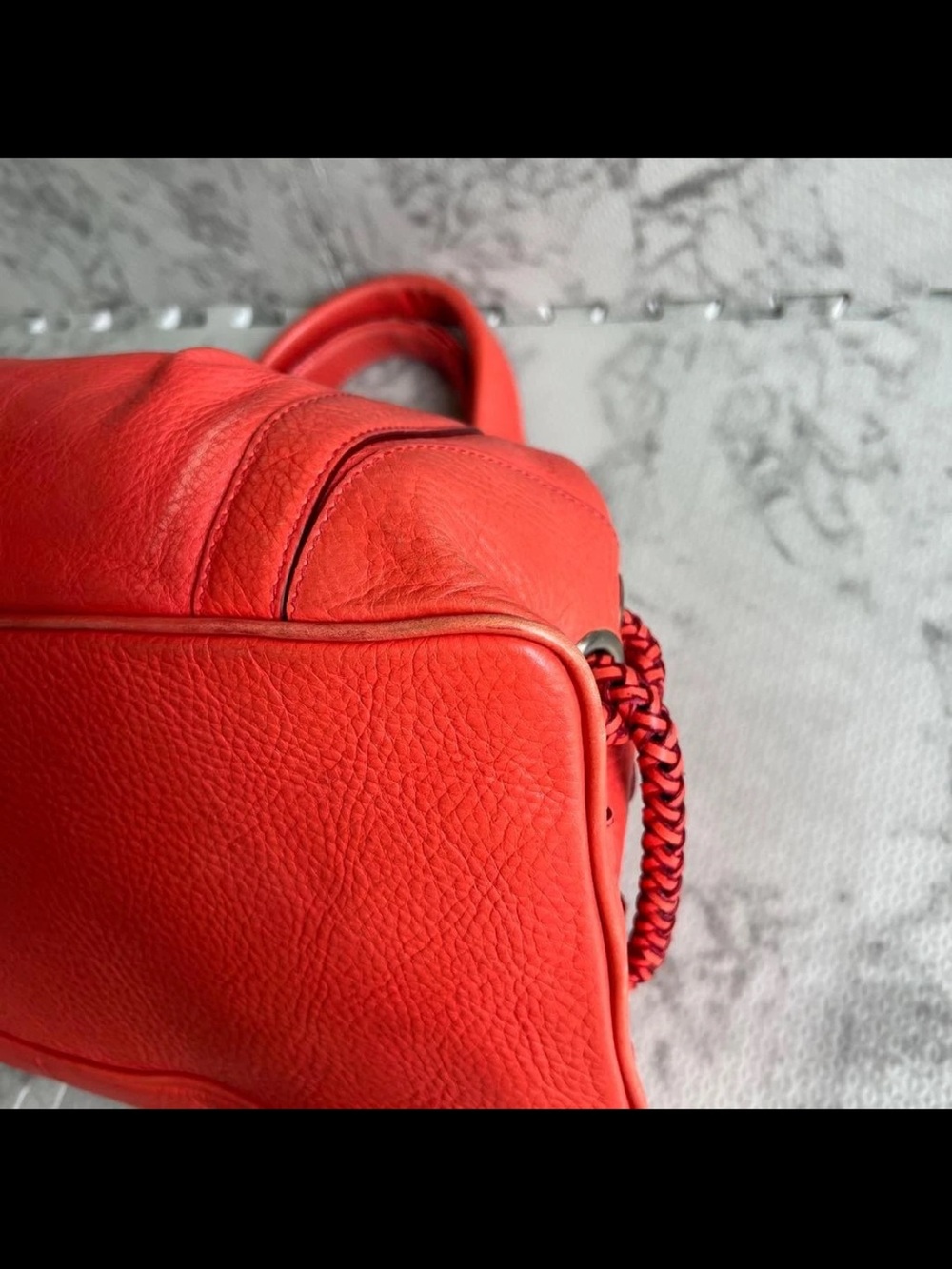 Mulberry Red Pebbled Leather Shoulder Bag with Turn-Lock Flap - Picture 10 of 16